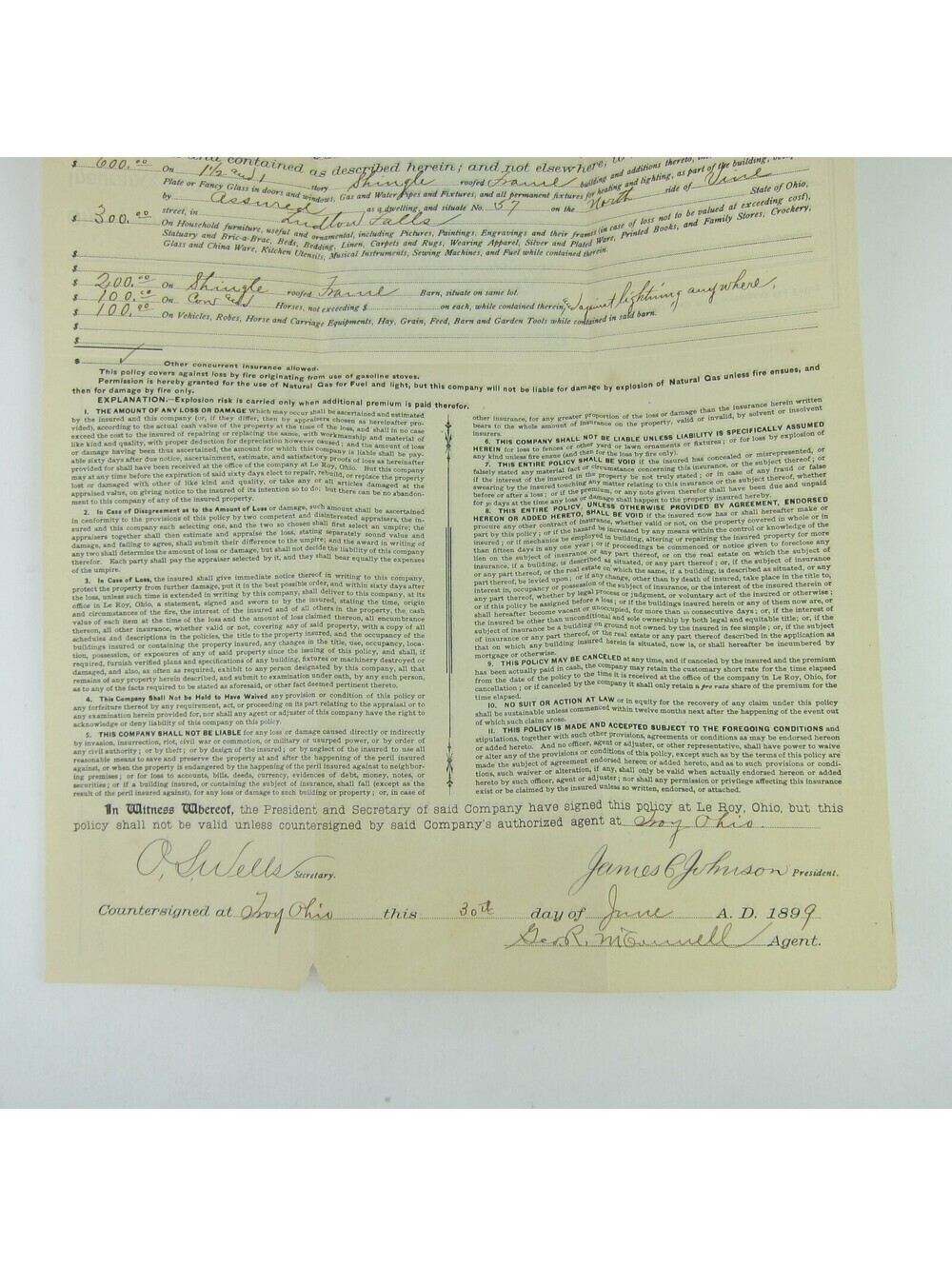 1902 Ohio Farmers Insurance Policy Le Roy Scott R162, R163, R164, R166 Tax Stamp - Picture 9 of 13
